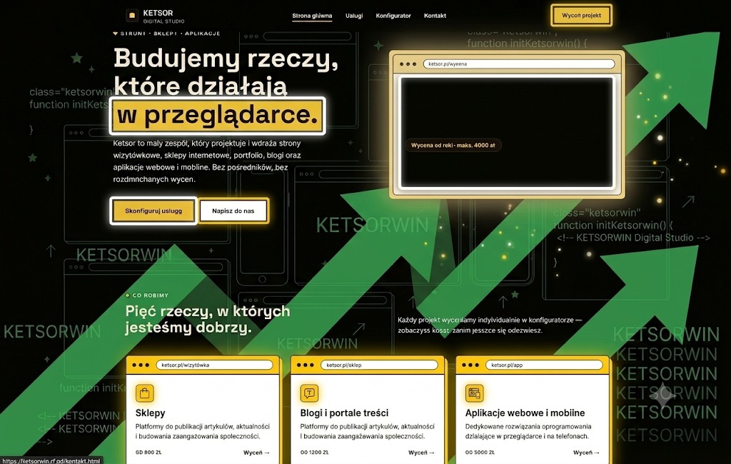 Koncepcja cyfrowego studia Ketsor pokazana w interfejsie